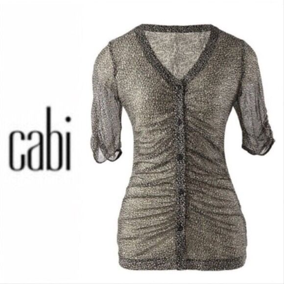 CAbi #241 Gathered Placket Sheer Blouse - Picture 3 of 6